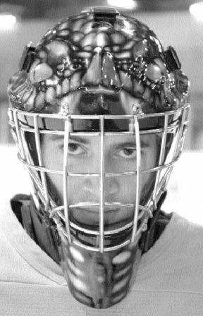 Bryce Christianson in goalie mask
